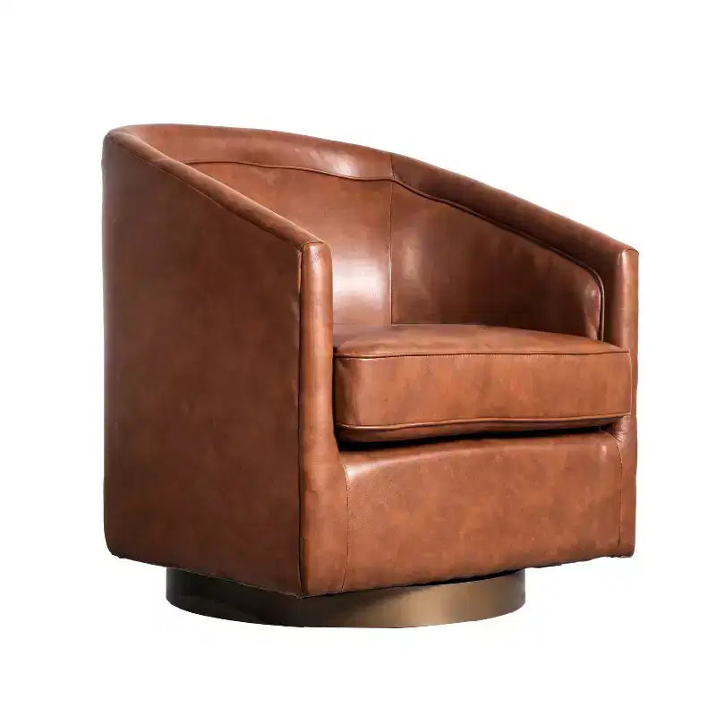 Poltrona da salotto a botte girevole con rivestimento in pelle sintetica effetto pelle in colori nero/marrone/crema/grigio e tessuto bouclé, 1 posto