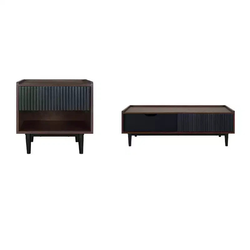 Duane Modern Ribbed End Table and Coffee Table Set - Manhattan Comfort