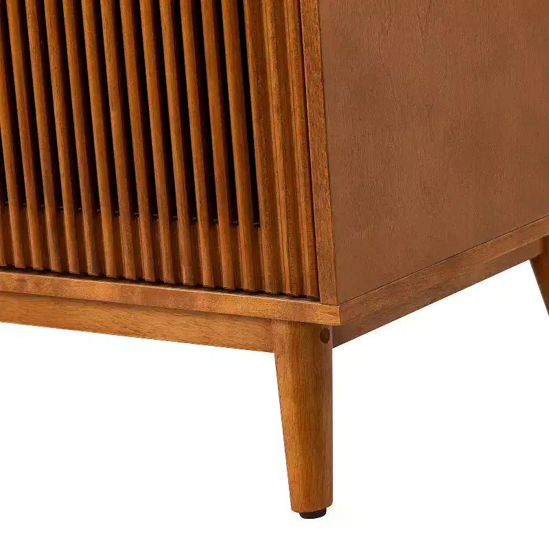 Credenza a 3 cassetti larga 147 cm con ante a doghe, Acorn/Walnut
