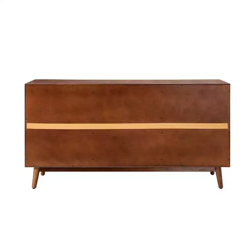 Credenza a 3 cassetti larga 147 cm con ante a doghe, Acorn/Walnut