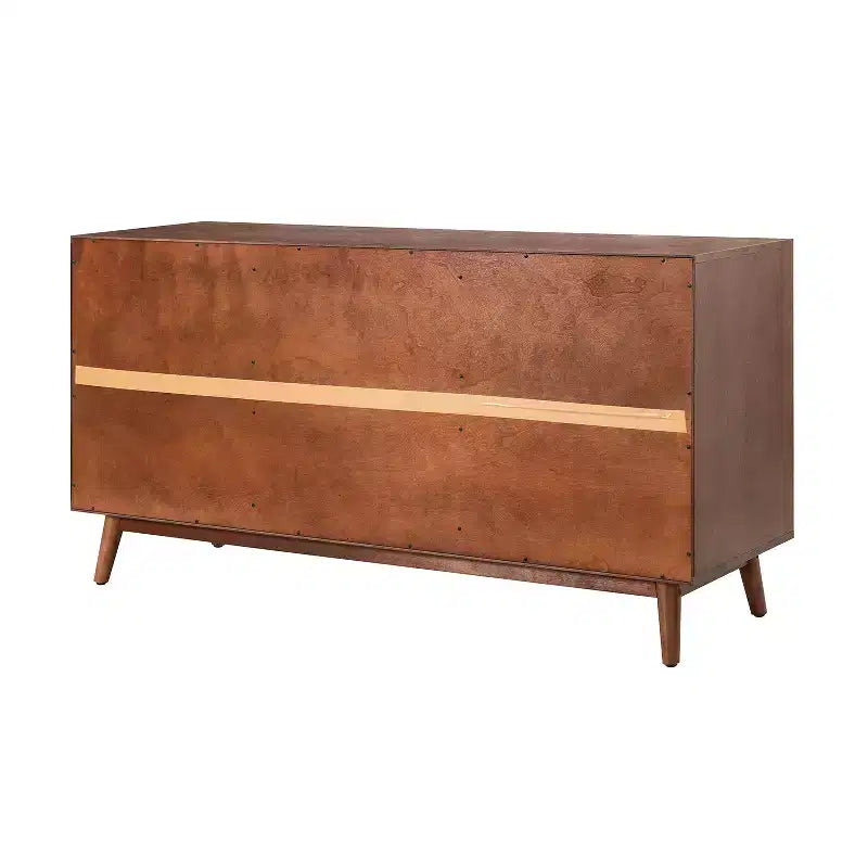 Credenza a 3 cassetti larga 147 cm con ante a doghe, Acorn/Walnut