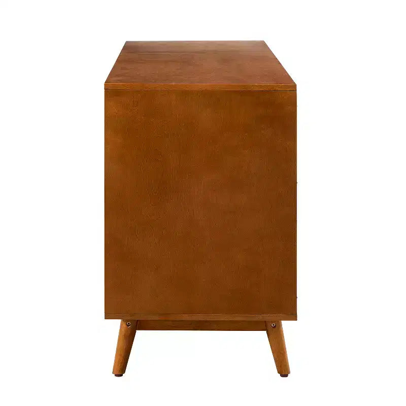 Credenza a 3 cassetti larga 147 cm con ante a doghe, Acorn/Walnut