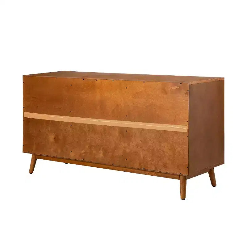 Credenza a 3 cassetti larga 147 cm con ante a doghe, Acorn/Walnut