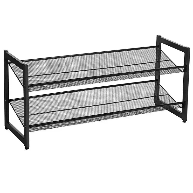SONGMICS Shoe Rack 12-Tier Tall Metal Shoe Storage Organizer Set of 2 6-Tier Big Stackable Shoes Rack Shelf
