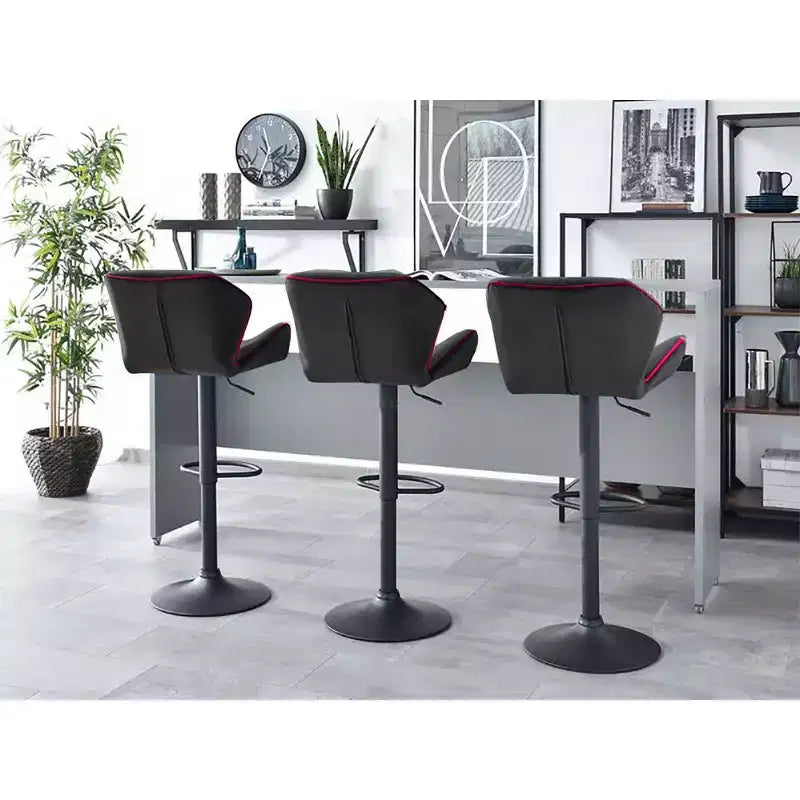 Sgabello da bar regolabile in velluto con girevole a 360° – Base Nera/Oro, Bordino a Contrasto, Posti a sedere 1