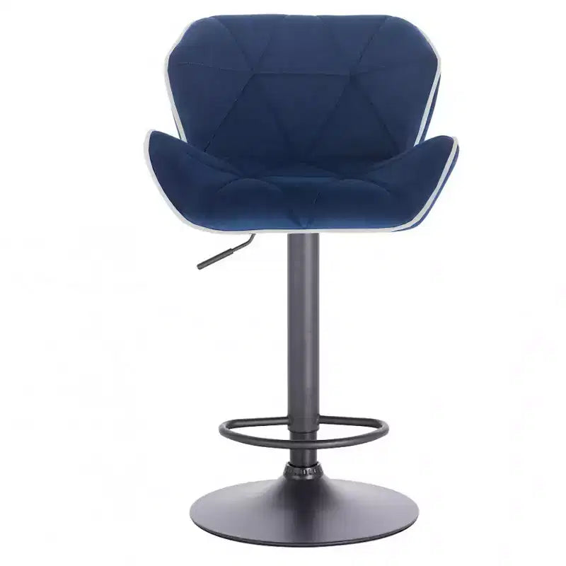 Sgabello da bar regolabile in velluto con girevole a 360° – Base Nera/Oro, Bordino a Contrasto, Posti a sedere 1
