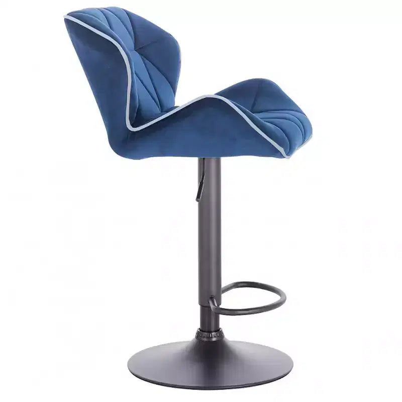 Sgabello da bar regolabile in velluto con girevole a 360° – Base Nera/Oro, Bordino a Contrasto, Posti a sedere 1