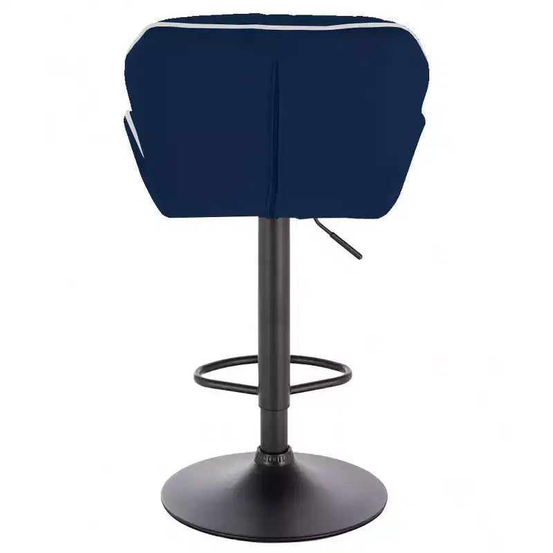 Sgabello da bar regolabile in velluto con girevole a 360° – Base Nera/Oro, Bordino a Contrasto, Posti a sedere 1