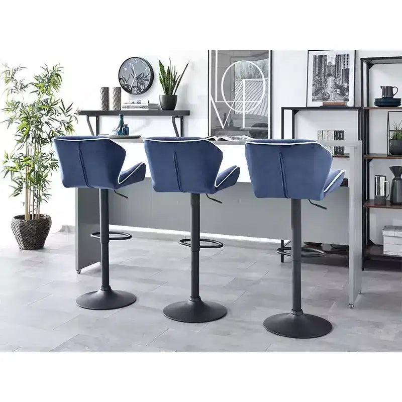 Sgabello da bar regolabile in velluto con girevole a 360° – Base Nera/Oro, Bordino a Contrasto, Posti a sedere 1