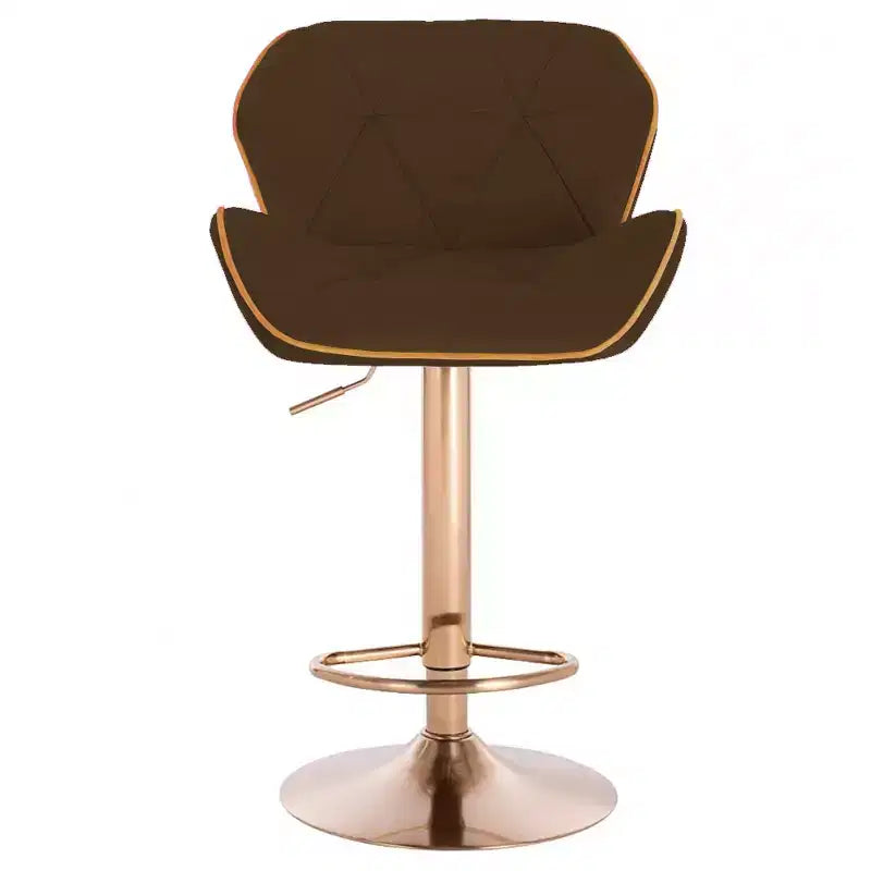 Sgabello da bar regolabile in velluto con girevole a 360° – Base Nera/Oro, Bordino a Contrasto, Posti a sedere 1