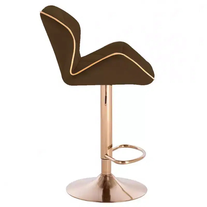 Sgabello da bar regolabile in velluto con girevole a 360° – Base Nera/Oro, Bordino a Contrasto, Posti a sedere 1