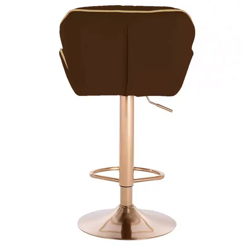 Sgabello da bar regolabile in velluto con girevole a 360° – Base Nera/Oro, Bordino a Contrasto, Posti a sedere 1