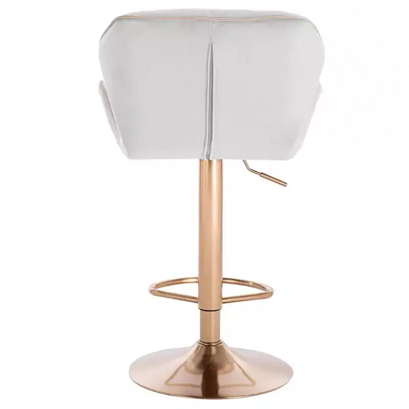 Sgabello da bar regolabile in velluto con girevole a 360° – Base Nera/Oro, Bordino a Contrasto, Posti a sedere 1