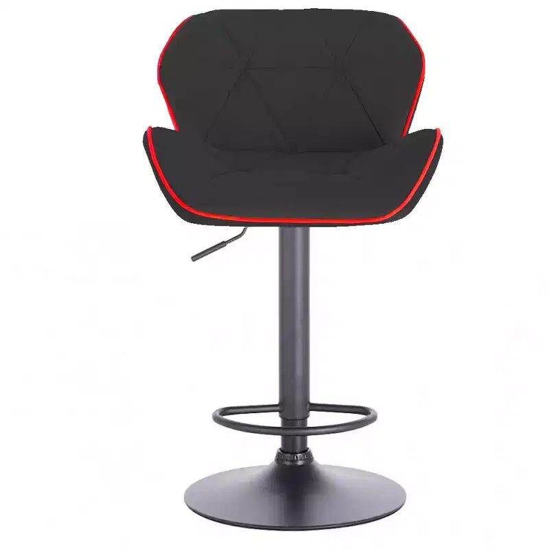 Sgabello da bar regolabile in velluto con girevole a 360° – Base Nera/Oro, Bordino a Contrasto, Posti a sedere 1