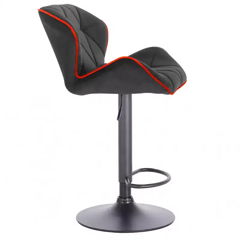 Sgabello da bar regolabile in velluto con girevole a 360° – Base Nera/Oro, Bordino a Contrasto, Posti a sedere 1