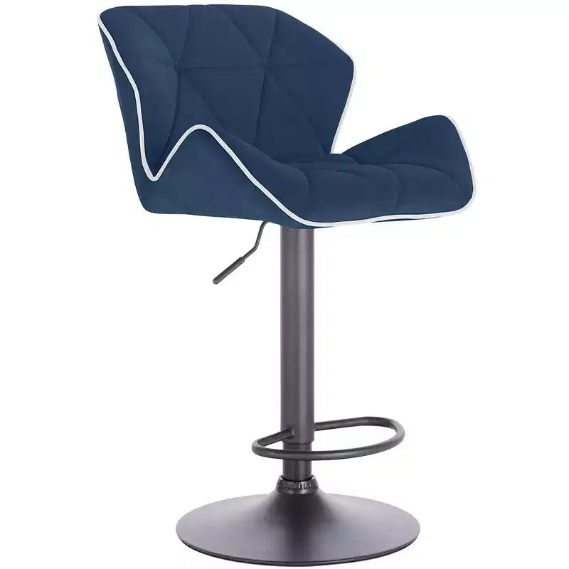 Sgabello da bar regolabile in velluto con girevole a 360° – Base Nera/Oro, Bordino a Contrasto, Posti a sedere 1