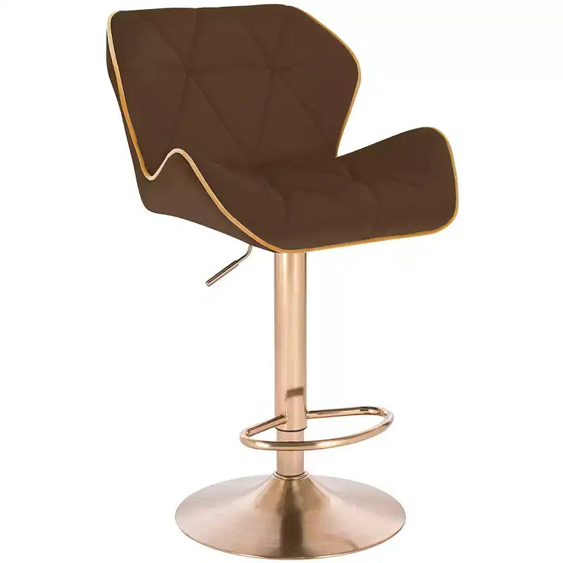 Sgabello da bar regolabile in velluto con girevole a 360° – Base Nera/Oro, Bordino a Contrasto, Posti a sedere 1