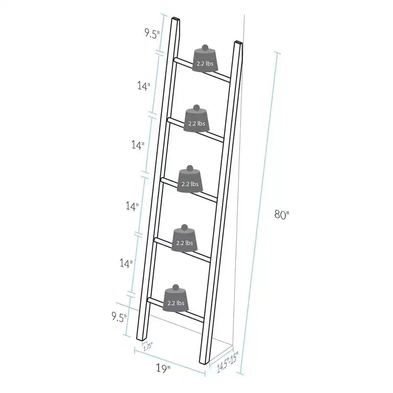 Scala Decorativa in Legno Tinto Marrone – 5 Pioli, Singola