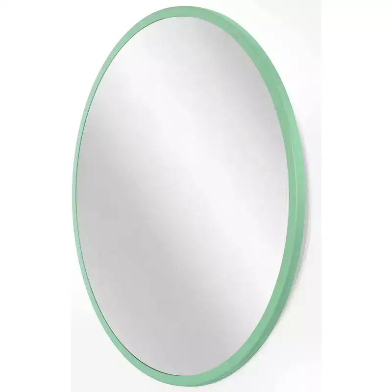 Specchio da parete rotondo opaco, kaki/verde menta, singolo, 50,8 cm