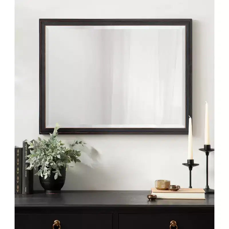 Specchio da parete rettangolare nero, singolo, 45x60 cm